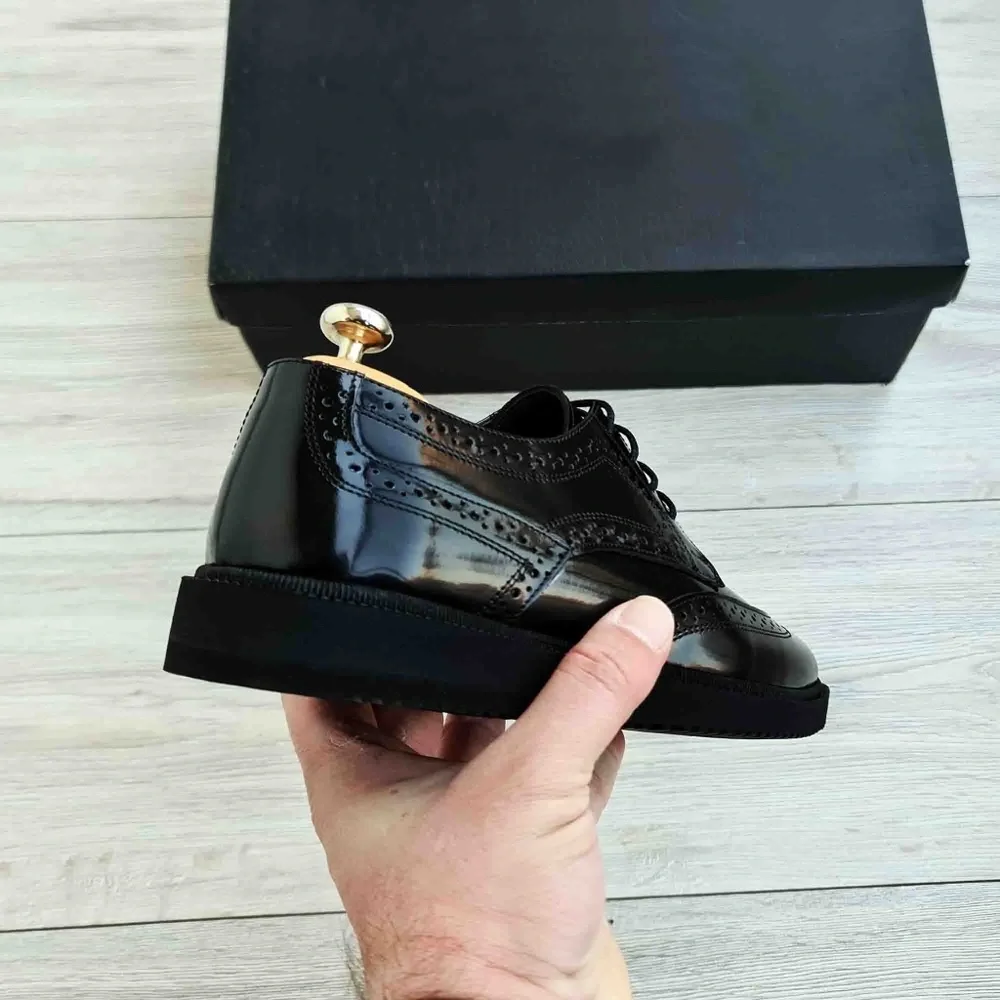 Men's Leather Wingtip Oxfords - Picture 4 of 5